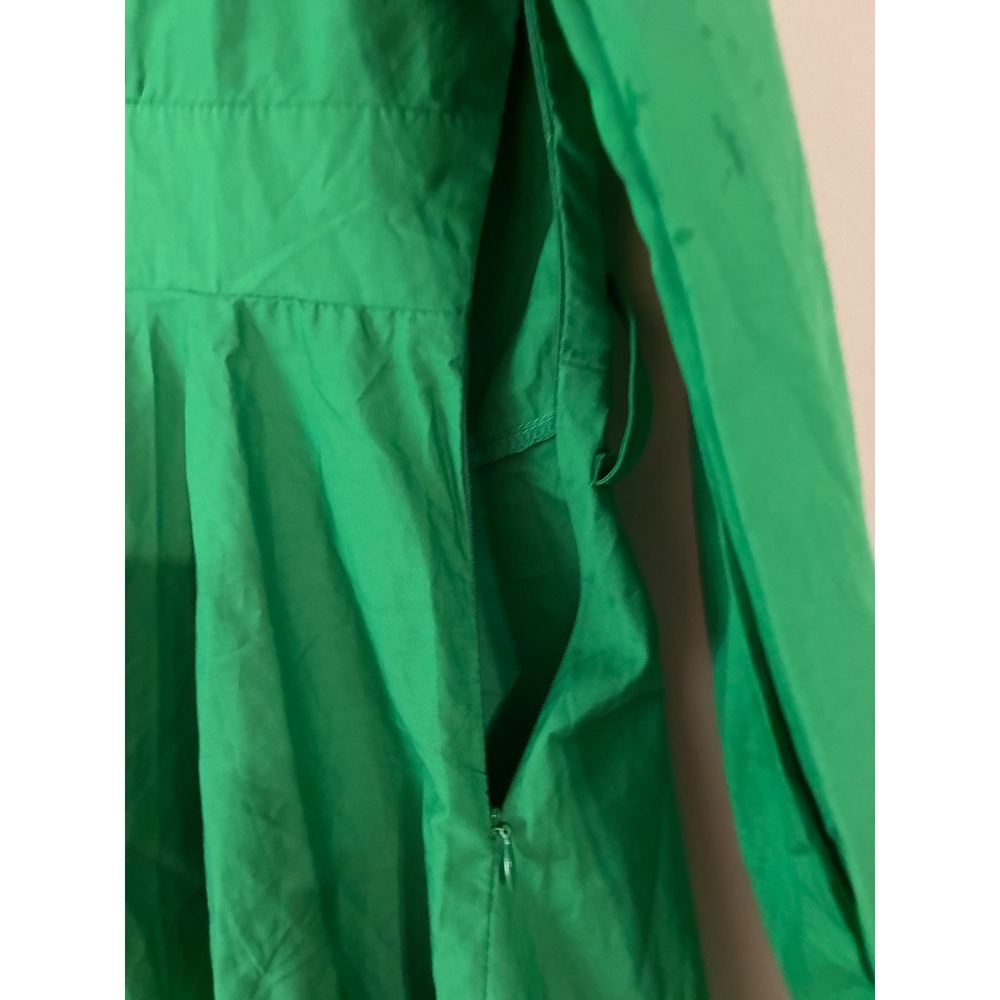 Tea & Cup High-Low Ruffle Dress Womens Medium Green V-Neck Long Sleeve - Picture 6 of 12